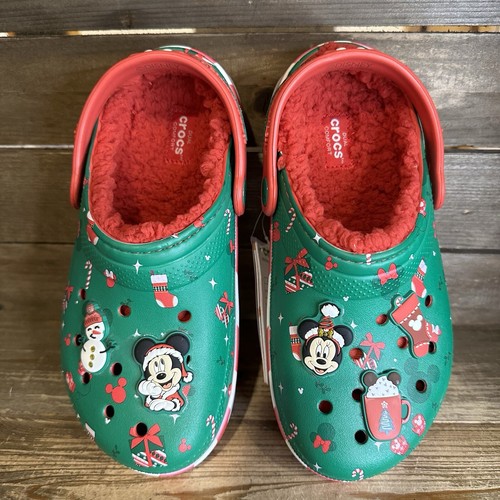 Neu 65 $ große Kinder Crocs Disney Mickey Mouse Urlaub gefütterte Sandalen Schuhe Größe 2 Y - Bild 3 von 6