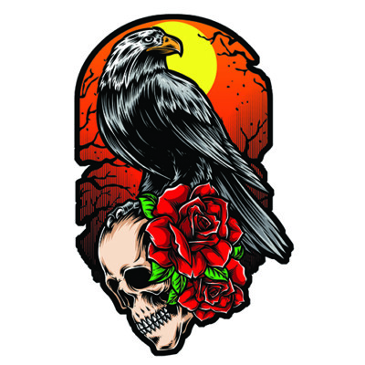 AIGLE CRANE TETE DE MORT EAGLE SKULL HEAD DECAL ART AUTOCOLLANT STICKER FPC002X