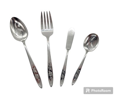 Oneida Community MY ROSE Serving Hostess Set Stainless Flatware Set of 4 - M6