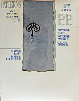 Pretty Polly mittelgroße Vintage-Strumpfhose 10 Den Schmuckmotiv Französisch-Navy