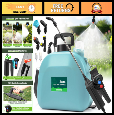 #ad 2 Gallon Battery Powered Electric Weed Sprayer Adjustable Pressure 4 Nozzles $69.99