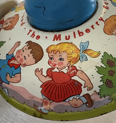 1950s Vintage Ohio Arts Metal Spin Top "Here We Go 'Round the Mulberry Bush" - Picture 9 of 15