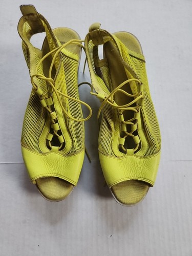 Puma Neon Yellow Wedge Mesh Women’s Heels Shoes 9 - Picture 2 of 6