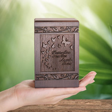 Cremation Urns for Human Ashes Adult Male Female, Wooden Carved Urns Box for Men