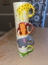 4 Vintage Plastic Stackable Kids Zoo Animal Cups 1970s Truly 70  s Nostalgia.
