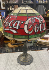Coca Cola-Stained Tiffany Style Lamp 19 1/2" tall x 12" wide