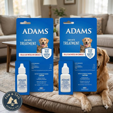 Adams Flea and Tick Ear Mite Treatment Pet Care 0.5 oz. 2PCK Kills Mites Fast