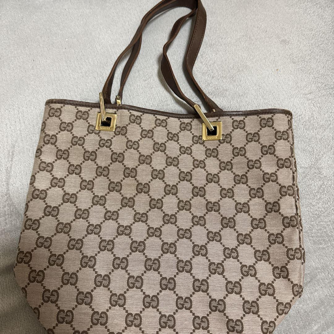 GUCCI Shoulder Bag Leather Brown GG Pattern Gold Hardware GUCCI Shoulder Bag Leather Brown GG Pattern Gold Hardware