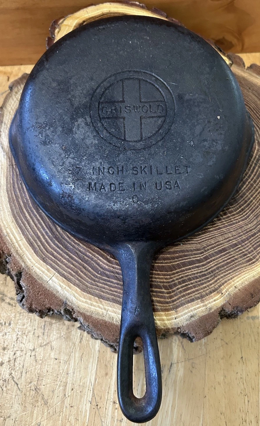 Vintage Griswold No. 7 Inch Cast Iron Skillet O Logo SITS FLAT NO CRACKS