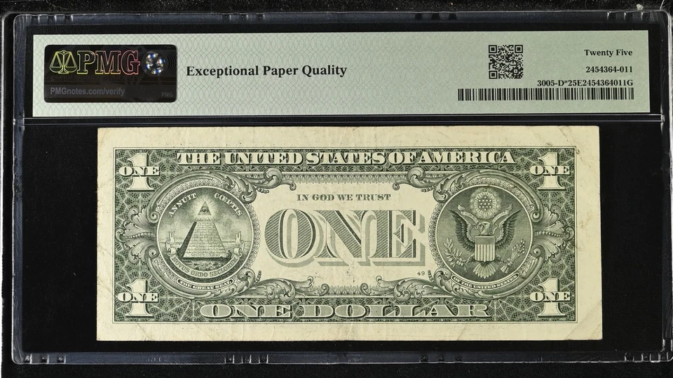 2017 A $1 Bill Fancy Low Serial Number Star Note  PMG Graded  - Image 2 of 2