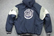 Georgetown Hoyas Jacket Mens 2XL Navy Gray NCAA Basketball Hooded Quilted Puffer