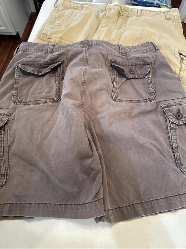 Lote de 2 Pantalones Cortos Fundición Para Hombre Talla 48 Gris Caqui Carga Mezcla Algodón Desteñido Grunge Foto 4 de 4