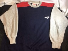 Vintage 1990s Pony Crewneck Sweatshirt XL Colorblock Gray Red Blue Retro