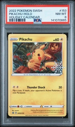 Pikachu - (Holiday Calendar) SWSH153 SWSH: SWSH Promo Cards Holo NM-MT PSA 8