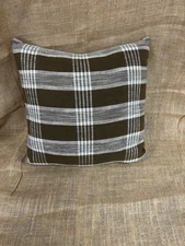 Threshold Studio McGee Woven Plaid Pillow Brown Removable Cover Cozy 20"x20"