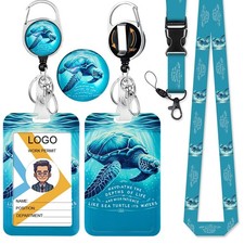 Cute Sea Turtle Lanyard with ID Badge Holder and Retractable
