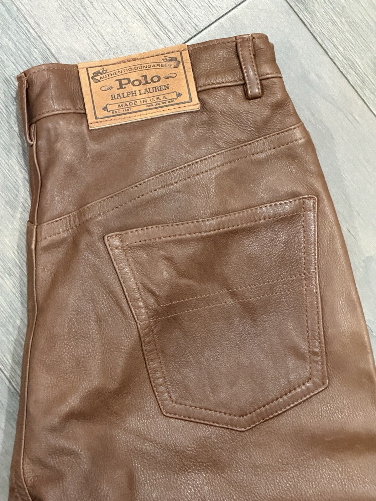Vintage Womens Polo Ralph Lauren Country Leather Legging Jeans Pants Size 12 NEW image 2
