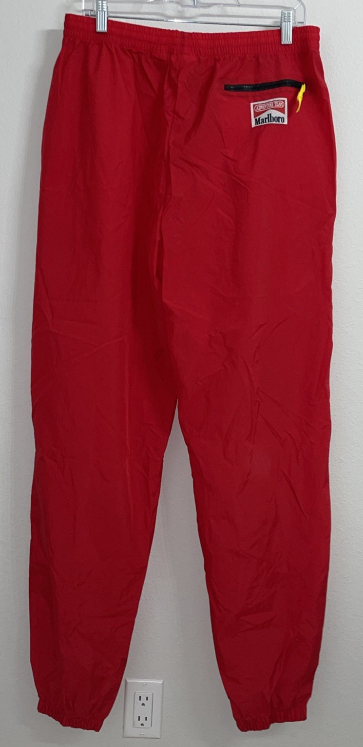 Vintage 90s Marlboro Adventure Team Red Track Pants Size L Nylon Windbreaker image 3
