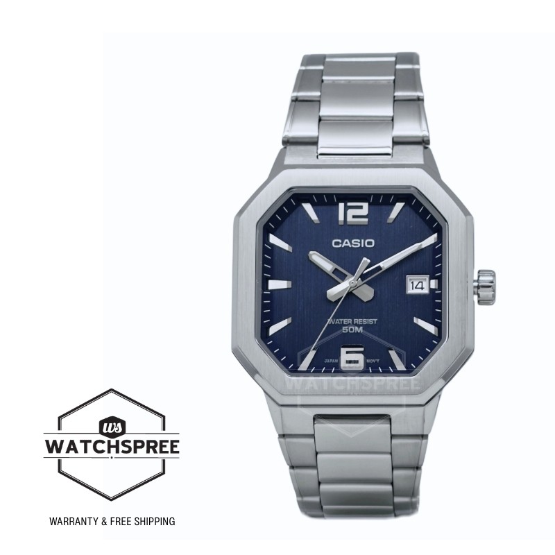 Reloj Casio Hombre Analógico Esfera Octogonal Correa Acero Inoxidable MTP-B195D-2A