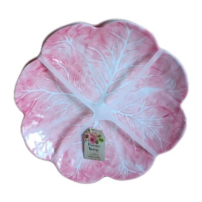 Primrose Vintage Melamine Pink Cabbage Leaf Plates 11'' Set of 4 New