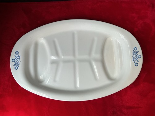 Vintage Corning Ware Oval Serving Meat Platter Tray Cornflower Blue P19