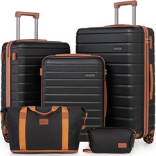 5 Piece Luggage Sets with Spinner Wheels and TSA Approved Lock, Unisex Hardside