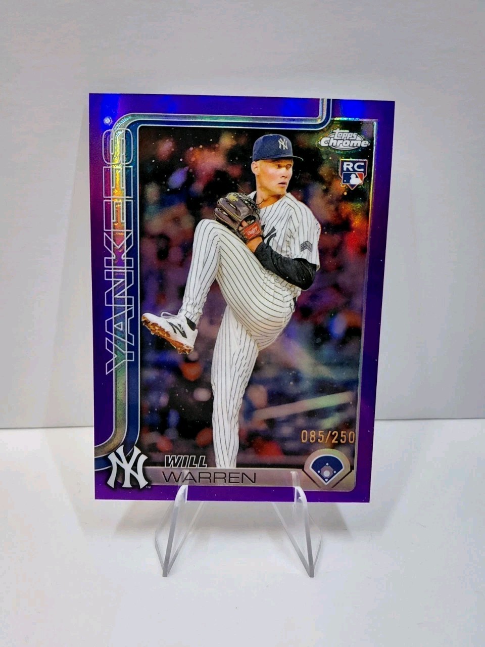 2025 Topps Chrome Will Warren RC Purple Refractor /250 Yankees #81