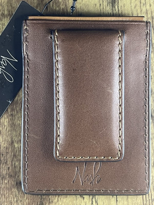 Patricia Nash leather bordo magmoney magnetic Clip card case wallet whiskey