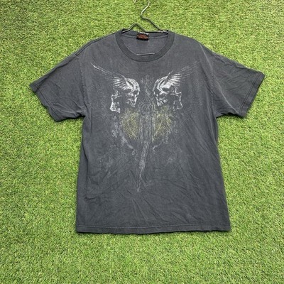 Vintage Miami Ink Shirt Mens Small Affliction Style Grunge Skater Skull Y2K Fade
