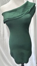 EGREY Green One-Shoulder Ruffle Knit Mini Dress Size P / XS Bodycon