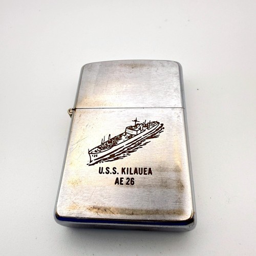 1968 Zippo Lighter USS KILAUEA AE-26 US Navy Ammunition Ship Vietnam Era Chrome