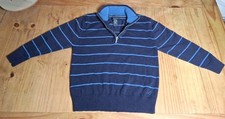 Nautica Boy's 1/4 Zip Sweater Size S 8 Long Sleeve 100 Cotton Blue Stripes