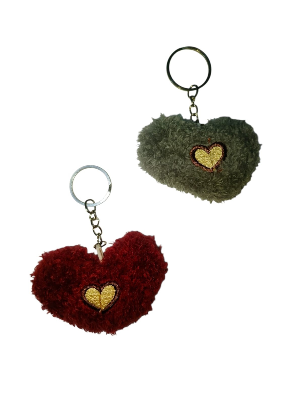Fluffy Heart Plush Keychain Bag Charm