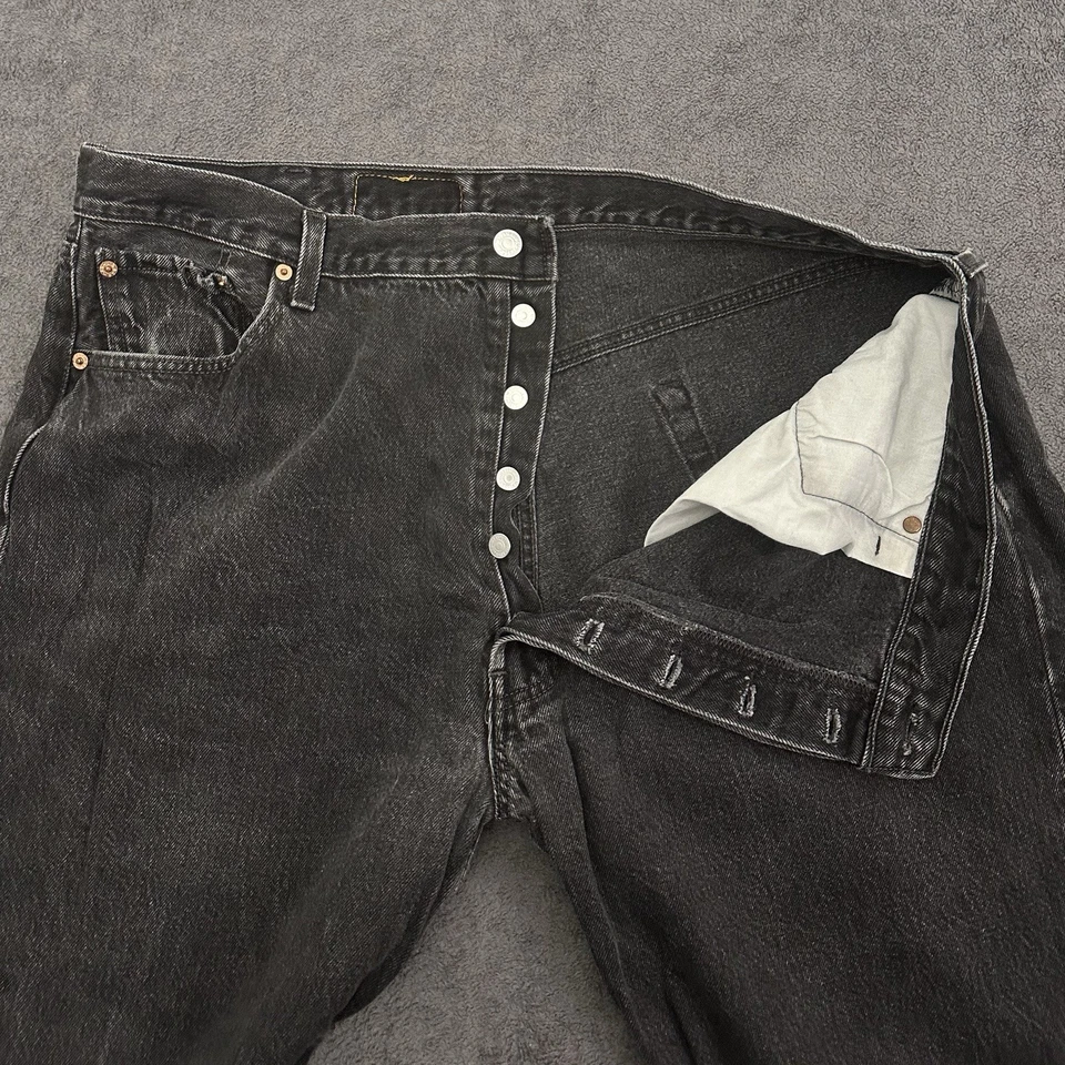 vintage 501 levi's mens jeans black USA made size 42x30 straight fit button fly - Image 2 of 4