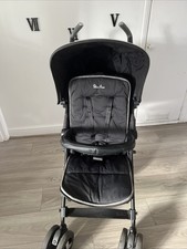 Silver Cross reflex foldable Stroller in black With Raincover & New Born insert