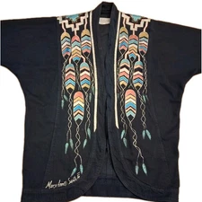 Woman's Sundance Open Front Hand Painted Denim Jacket Women’s Small 