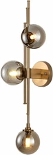 BOKT Mid Century Modern Indoor 3-Lights Globe Wall Sconce Postmodern Smoke Gray 
