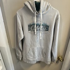 Cabela's Women's Gray Fleece Pullover Hoodie Logo Kangaroo Pocket M