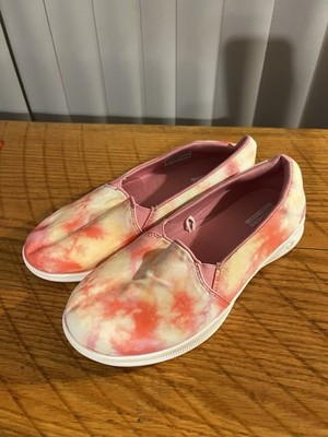 New Women s Skechers GO Step Lite Slip On Tennis Shoes Sunburst Pink/Yellow Sz 7