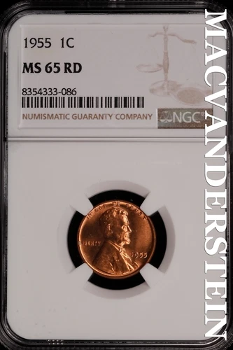1955 Lincoln Wheat Cent- NGC-MS65 RD Gem Brilliant Uncirculated Luster #SLM327