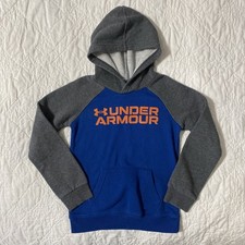 Child UA Under Armour Fleece Hoodie, Size: 7, Cotton Blend, Blue/Gray
