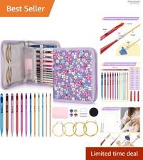 Ergonomic Tunisian Crochet Hook Set - Boost Efficiency with 12 Sizes  4 Cables