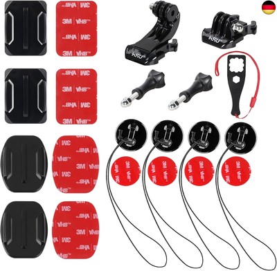 HSU Action Cam Helmhalterung für GoPro, Sicherungsband und Motorrad Halterung 