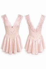 Vintage Cinema Etoile Blush Lace Satin Babydoll Slip Nightgown M Nylon