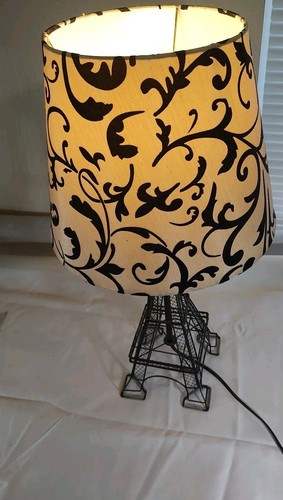 Table Lamp by Stiffel Black Metal Frame Eifel Tower Shape with Shade - Picture 3 of 14