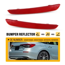Red Rear Bumper Reflector For 2022 2023 Honda Civic EX LX Driver Passenger EPPH