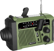 Radio Portatile Emergenza FM/AM,1800MA Radio Portatile Manovella,Radio Solare Em