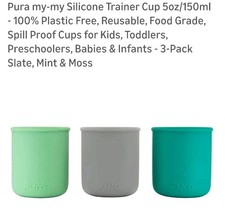 Set Of 3 Pura 100 Silicone Trainer Cups. No Plastics Or BPA Safety Concerns New
