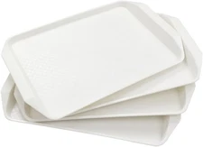 White Plastic Fast Food Serving Trays, 16.9-Inch by 12-Inch, Set of 4