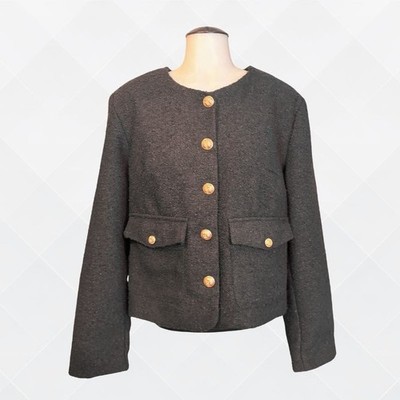   Universal Thread Women s Button-Front Tweed Jacket   Size L | NWT  